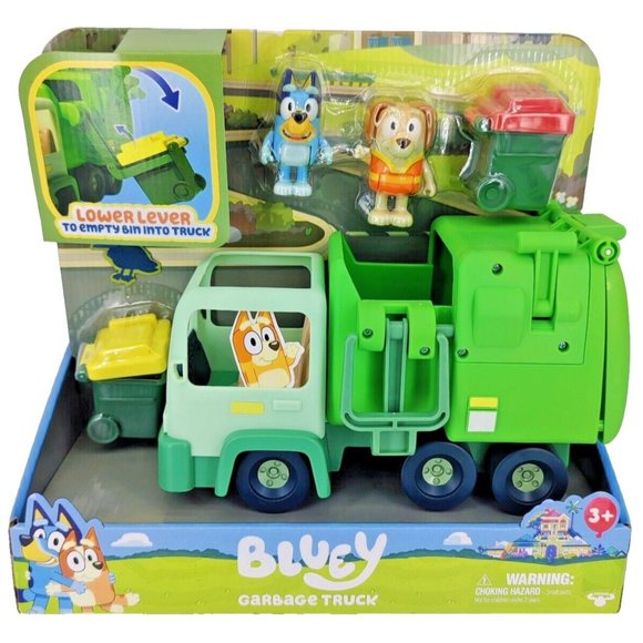 Brand New Bluey And Friends Garbage Trash Truck w Bluey And Bin Man Figure - Picture 1 of 7